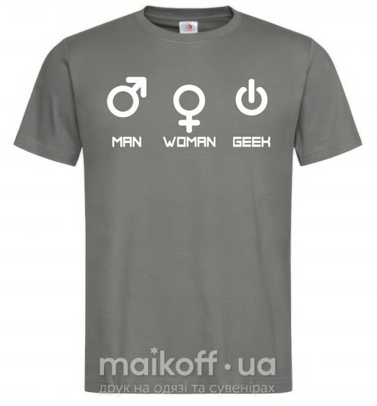 Мужская футболка Man woman geek Графит фото