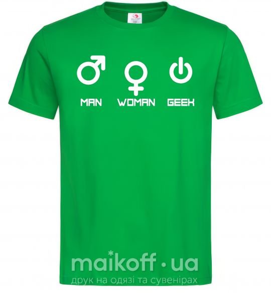 Мужская футболка Man woman geek Зеленый фото