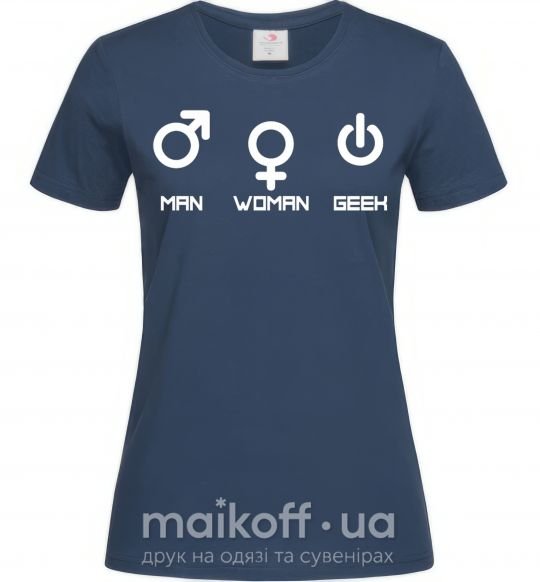 Жіноча футболка Man woman geek Темно-синій фото