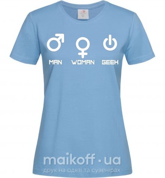 Жіноча футболка Man woman geek Блакитний фото