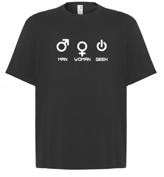 Футболка Оверсайз Man woman geek Черный фото