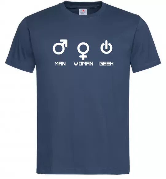 Мужская футболка Man woman geek Темно-синий фото