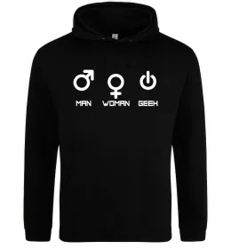 Мужская толстовка (худи) Man woman geek Черный фото