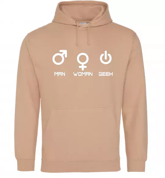 Мужская толстовка (худи) Man woman geek Песочный фото
