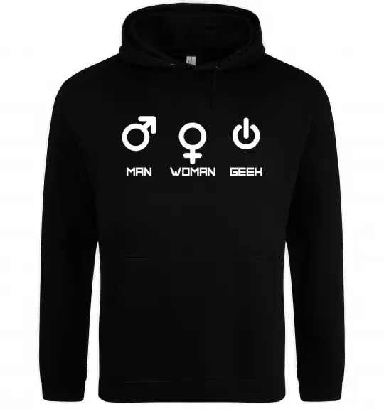 Женская толстовка (худи) Man woman geek Черный фото