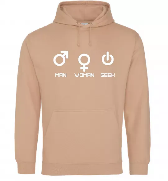 Женская толстовка (худи) Man woman geek Песочный фото