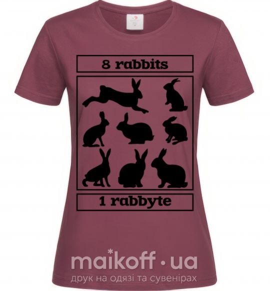 Женская футболка 8 rabbits 1 rabbyte Бордовый фото