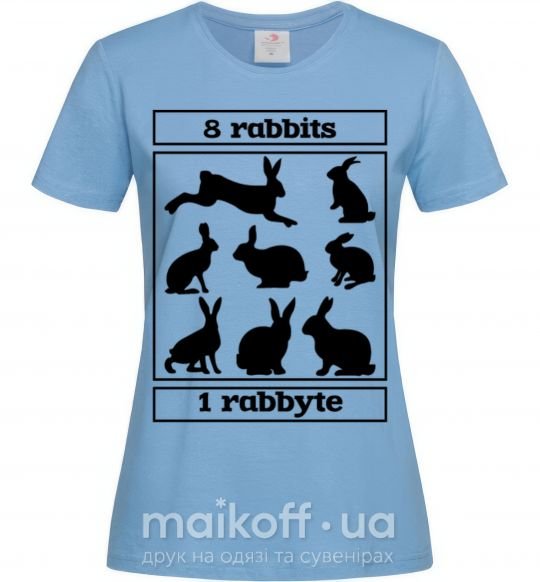 Жіноча футболка 8 rabbits 1 rabbyte Блакитний фото