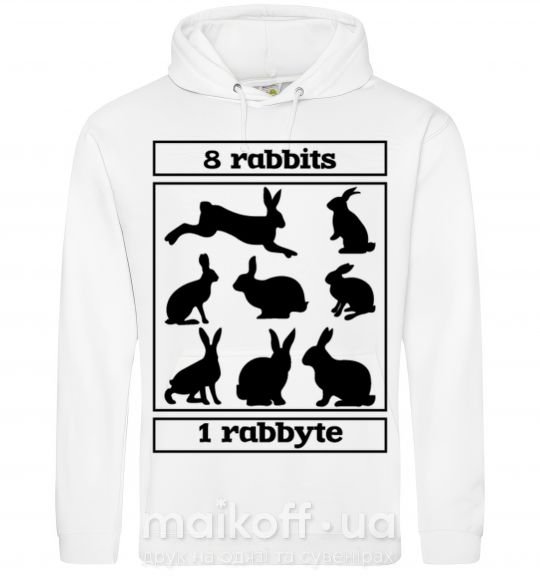 Мужская толстовка (худи) 8 rabbits 1 rabbyte Белый фото