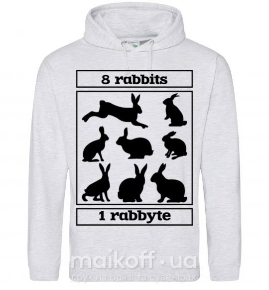 Женская толстовка (худи) 8 rabbits 1 rabbyte Серый меланж фото