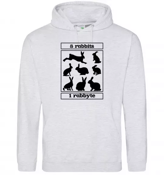 Женская толстовка (худи) 8 rabbits 1 rabbyte Серый меланж фото