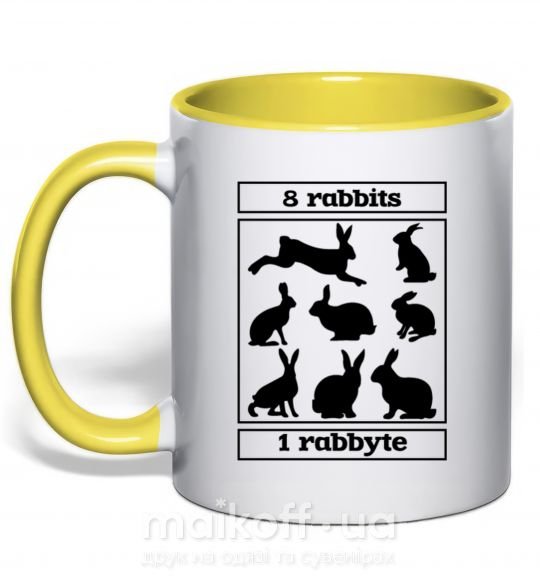 Чашка з кольоровою ручкою 8 rabbits 1 rabbyte Сонячно жовтий фото