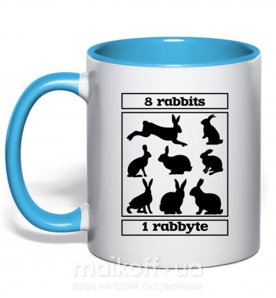 Чашка з кольоровою ручкою 8 rabbits 1 rabbyte Блакитний фото