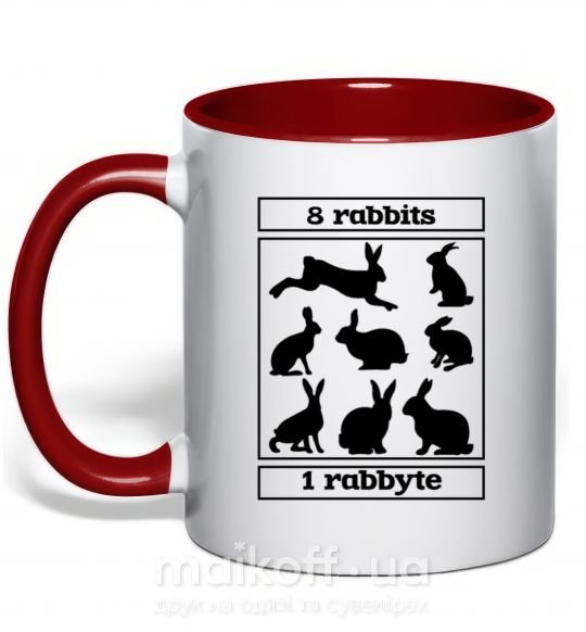 Чашка з кольоровою ручкою 8 rabbits 1 rabbyte Червоний фото