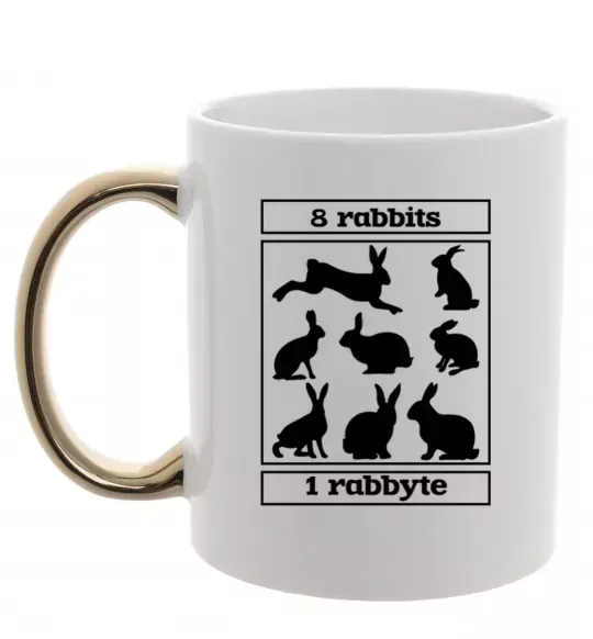 Чашка с цветной ручкой 8 rabbits 1 rabbyte Золото фото
