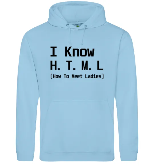 Мужская толстовка (худи) I Know HTML how to meet ladies Голубой фото