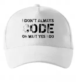 Кепка I don't always code oh wait yes i do Білий фото