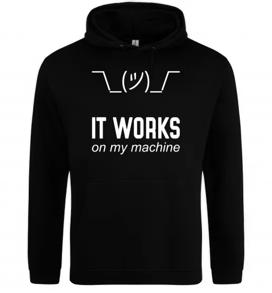 Мужская толстовка (худи) It works on my machine Черный фото