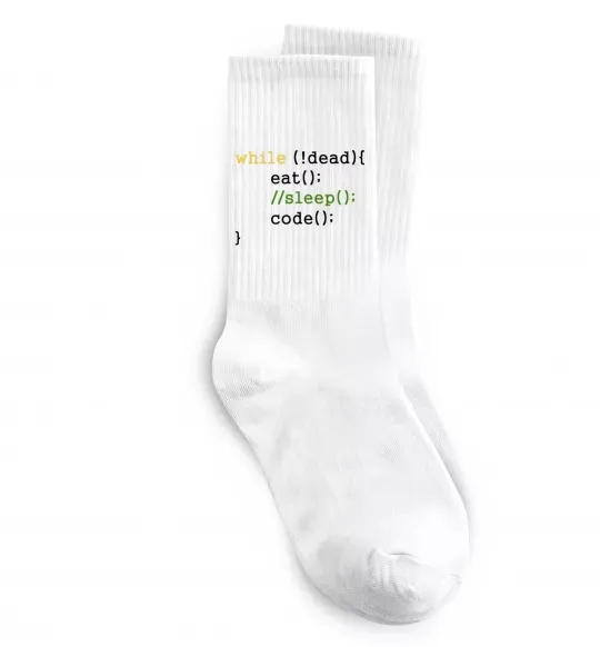 Носки While dead eat sleep code Белый фото
