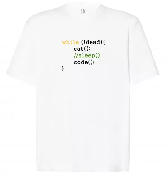 Футболка Оверсайз While dead eat sleep code Белый фото