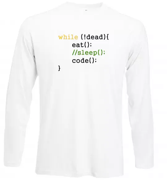 Лонгслів While dead eat sleep code Білий фото