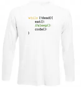 Лонгслів Why code work/doesn`t work Білий фото Лонгслів Why code work/doesn`t work Білий фото