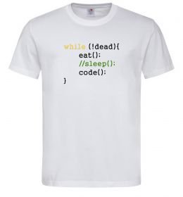 Мужская футболка While dead eat sleep code