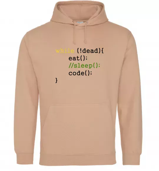 Жіноча толстовка (худі) While dead eat sleep code Пісочний фото