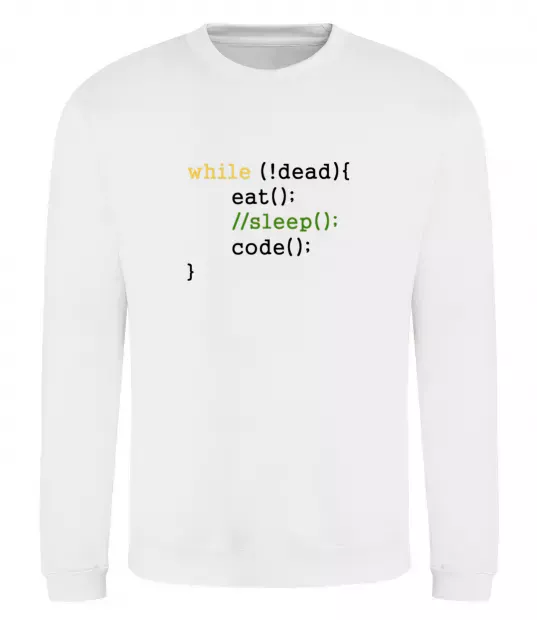 Свитшот While dead eat sleep code Белый фото