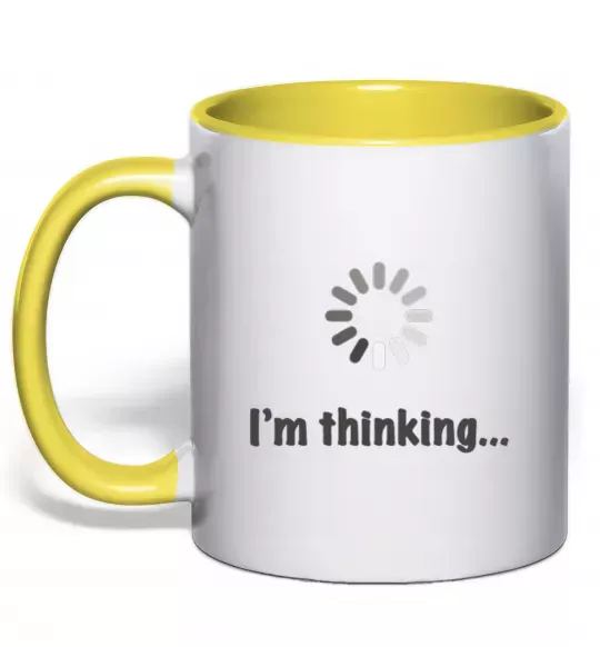Чашка з кольоровою ручкою I'm thinking Сонячно жовтий фото