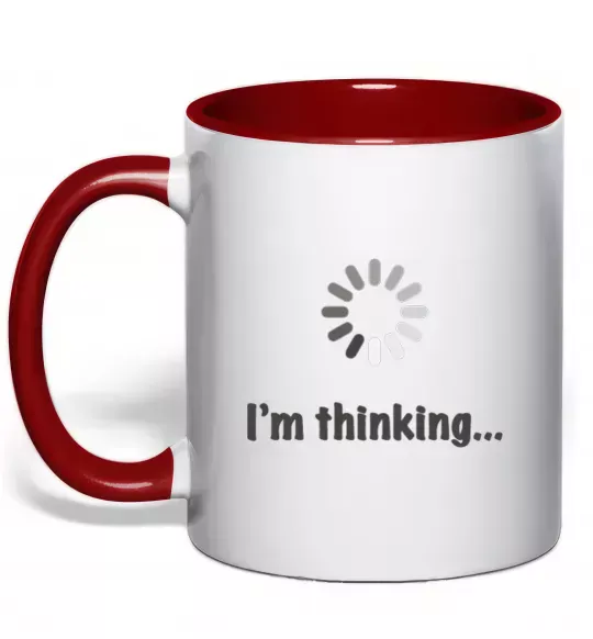 Чашка з кольоровою ручкою I'm thinking Червоний фото
