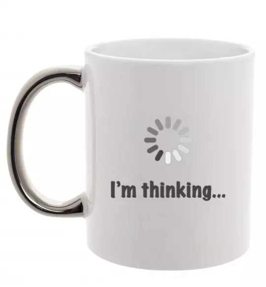 Чашка з кольоровою ручкою I'm thinking Срібло фото