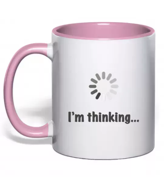 Чашка з кольоровою ручкою I'm thinking Ніжно рожевий фото