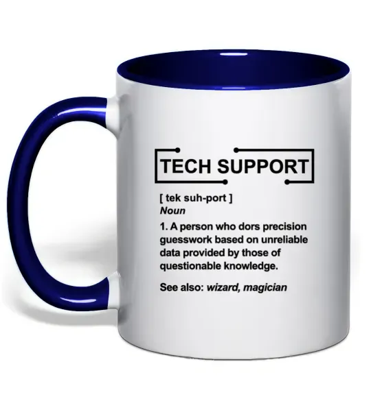 Чашка з кольоровою ручкою Tech support Глибокий темно-синій фото
