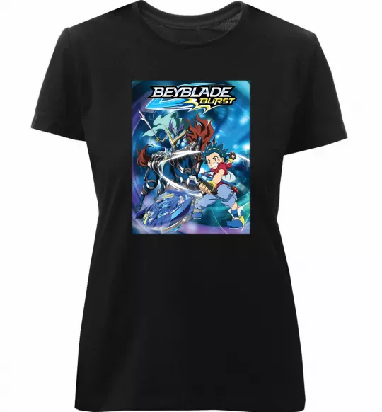 Жіноча преміум футболка BEYBLADE BURST Чорний фото