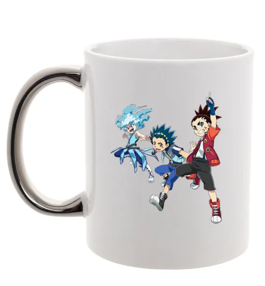 Чашка с цветной ручкой BEYBLADE BURST герої Серебро фото