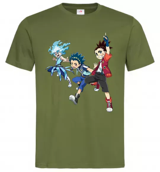 Мужская футболка BEYBLADE BURST герої Оливковый фото