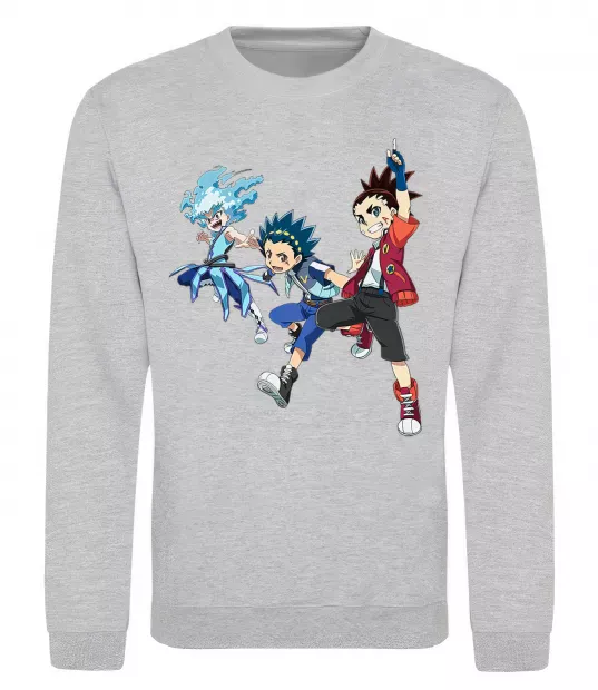 Свитшот BEYBLADE BURST герої Серый меланж фото