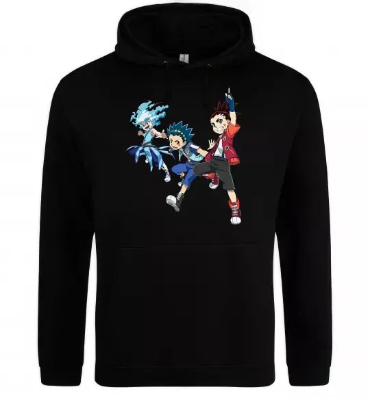 Чоловіча толстовка (худі) BEYBLADE BURST герої Чорний фото