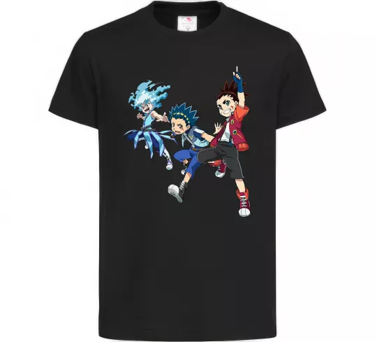 Детская футболка BEYBLADE BURST герої Черный фото