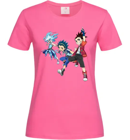 Жіноча футболка BEYBLADE BURST герої Яскраво-рожевий фото