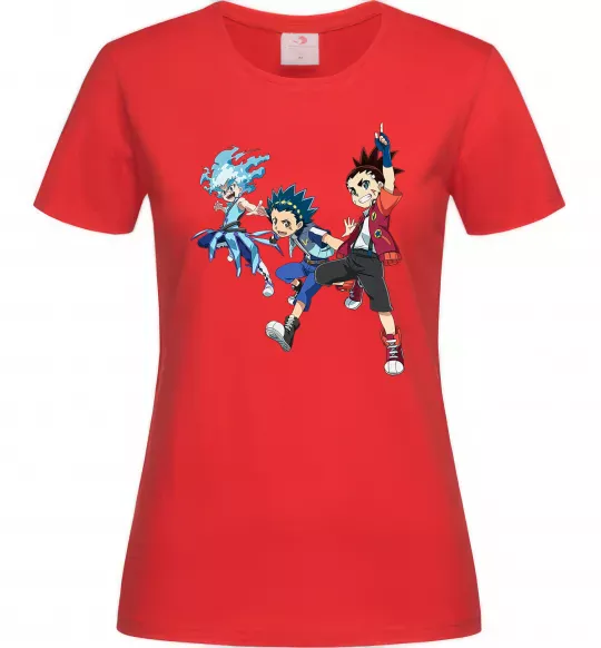 Жіноча футболка BEYBLADE BURST герої Червоний фото