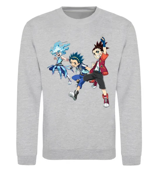 Свитшот BEYBLADE BURST герої Серый меланж фото