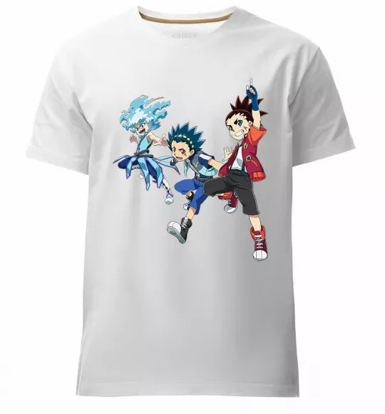 Мужская премиум футболка BEYBLADE BURST герої Белый фото