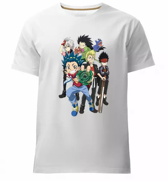 Чоловіча преміум футболка BEYBLADE персонажі Білий фото