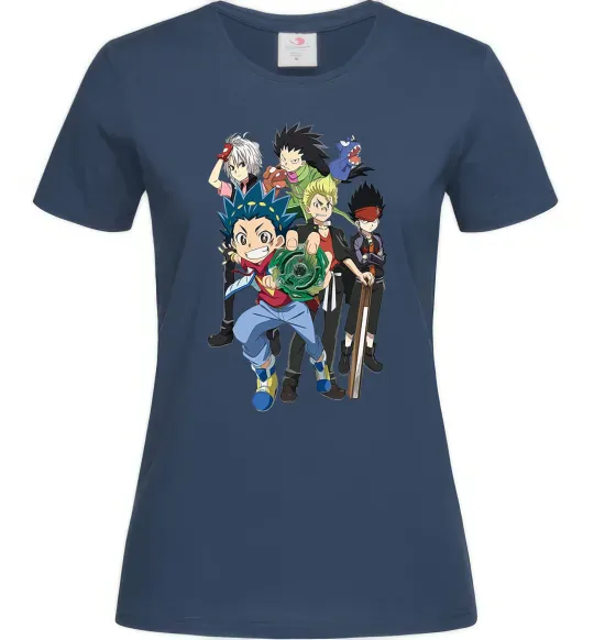 Жіноча футболка BEYBLADE персонажі Темно-синій фото