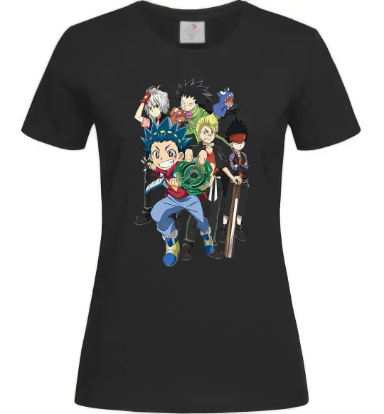 Жіноча футболка BEYBLADE персонажі Чорний фото