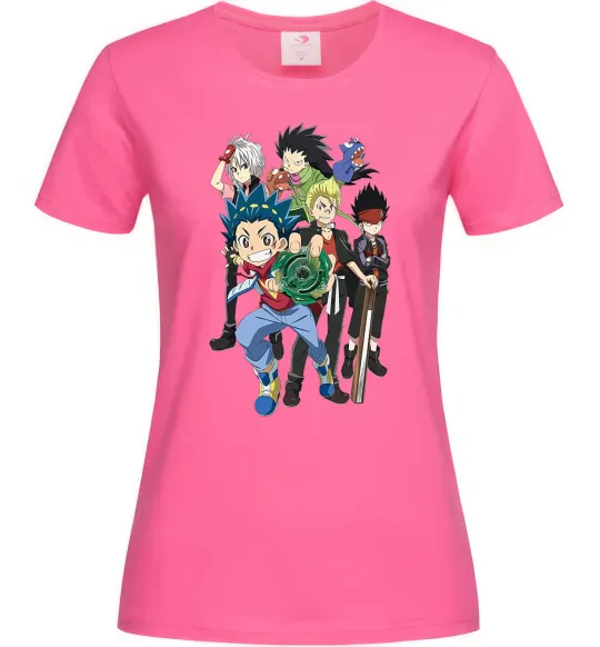 Жіноча футболка BEYBLADE персонажі Яскраво-рожевий фото