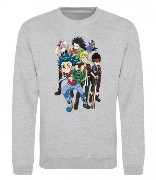 Свитшот BEYBLADE персонажі Серый меланж фото