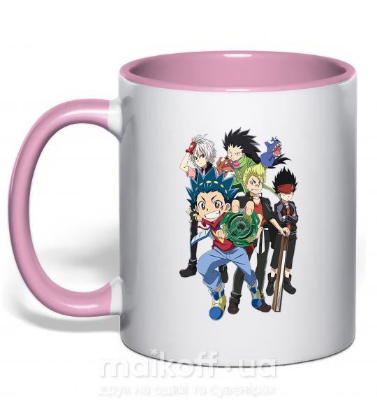 Чашка з кольоровою ручкою BEYBLADE персонажи Ніжно рожевий фото